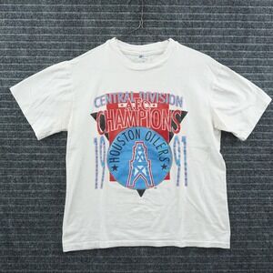 Vintage Houston Oilers Tournament Apparel T-Shirt Large White 1991 AFC Champions